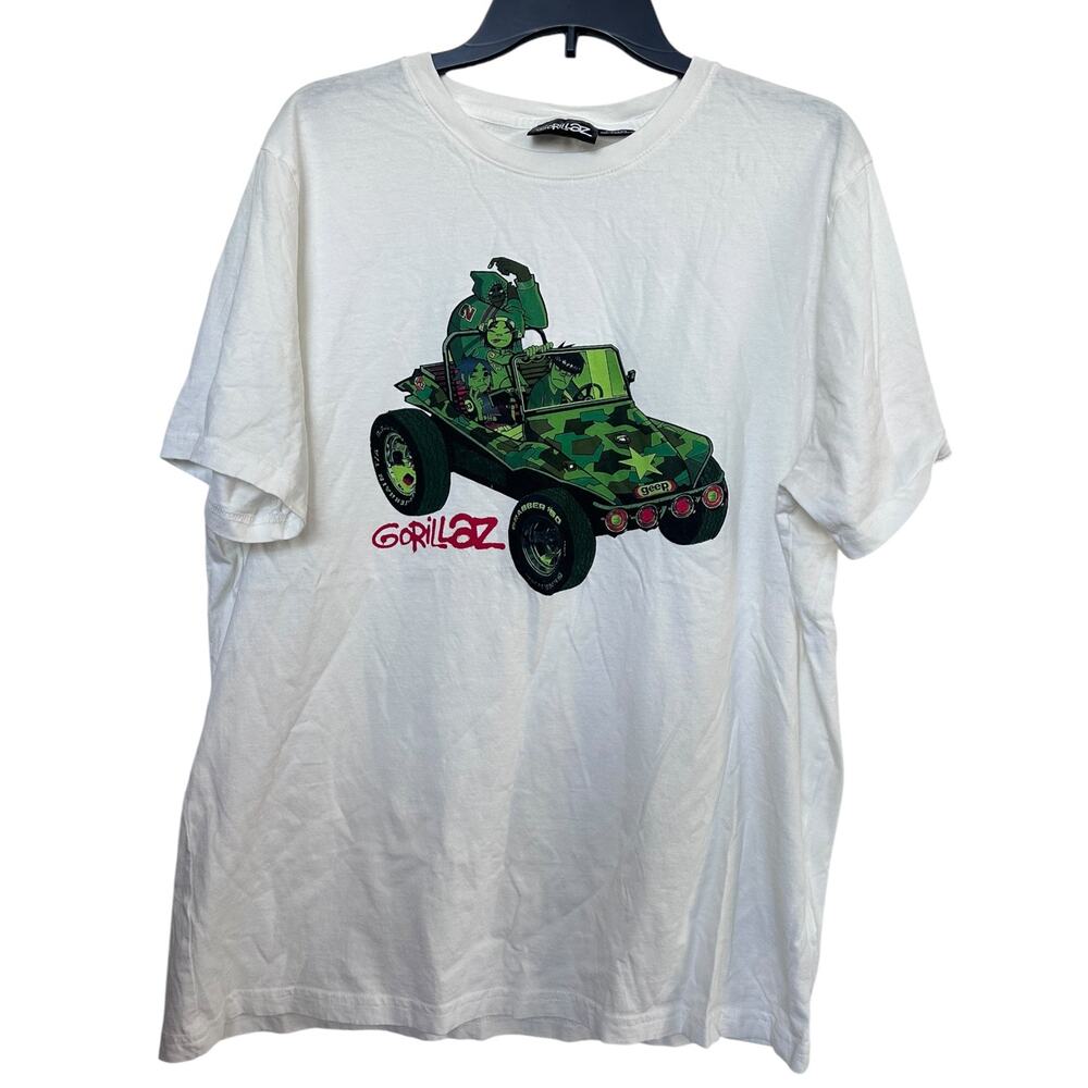 Gorillaz Green Jeep Graphic T Shirt 2XL Cotton On 2022 Band Tee White